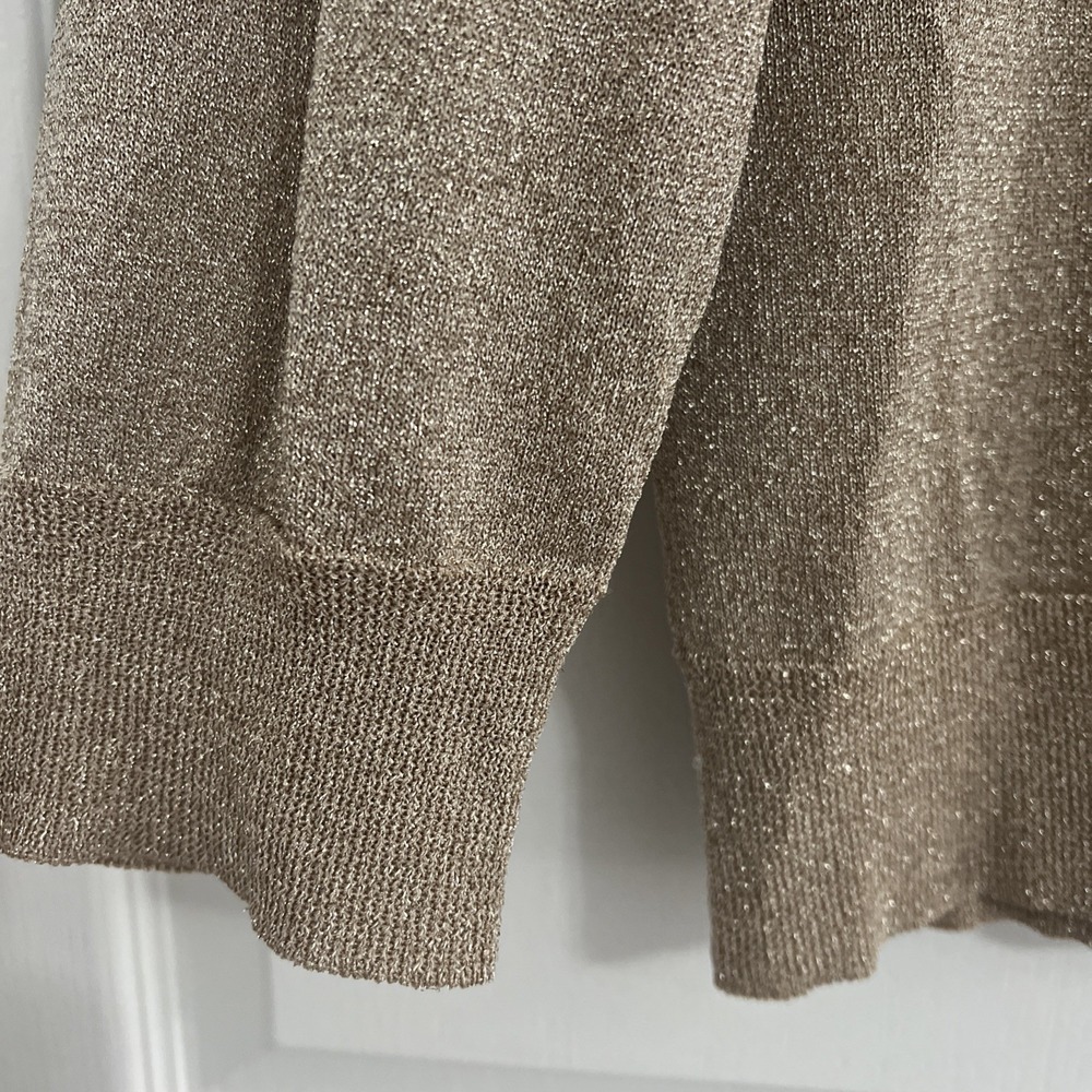 Talbots Gold Metallic V-Neck Sweater Women's 2X Plus Size NWT Shimmer Party - Picture 4 of 9